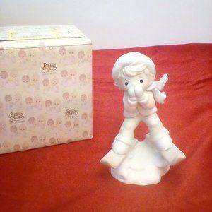 Precious moments Vintage child on skis figurine 1992